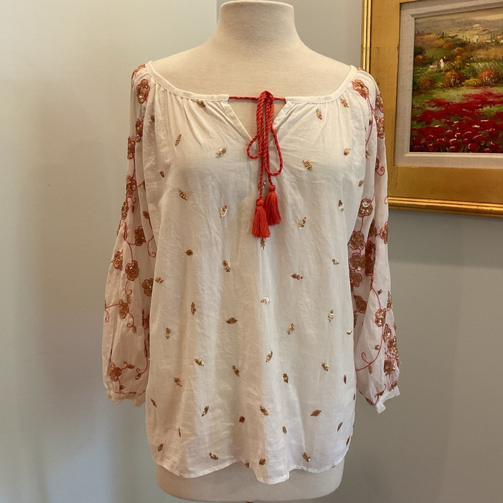 Oliphant‎ Floral Sequin Tunic Blouse